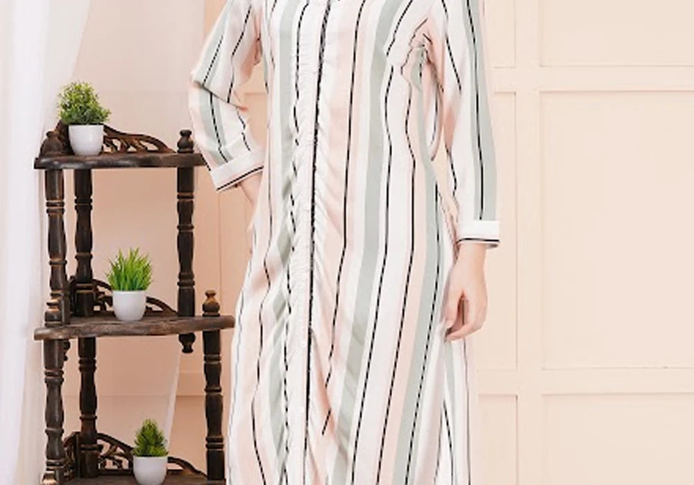 White & Black Vertical Stripe Longline Shirt Dress 3