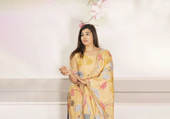 Zinnia Mustard Handcrafted Floral Cotton Suit Set 1