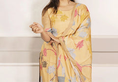 Zinnia Mustard Handcrafted Floral Cotton Suit Set 3